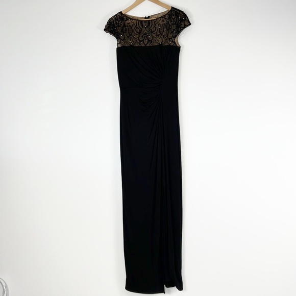 Tadashi Collection Beaded Long Maxi Formal Black Dress - Picture 3 of 16